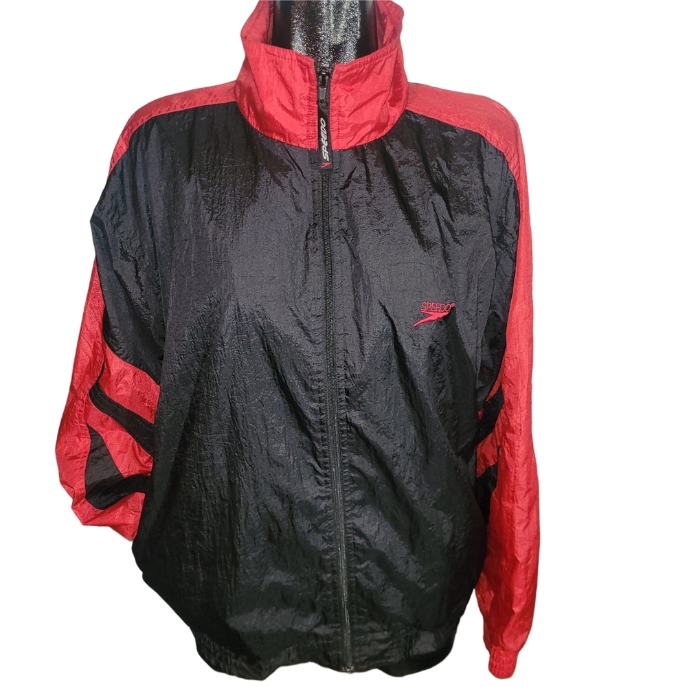 Vintage 90's Speedo Red and Black Windbreaker Jacket L
